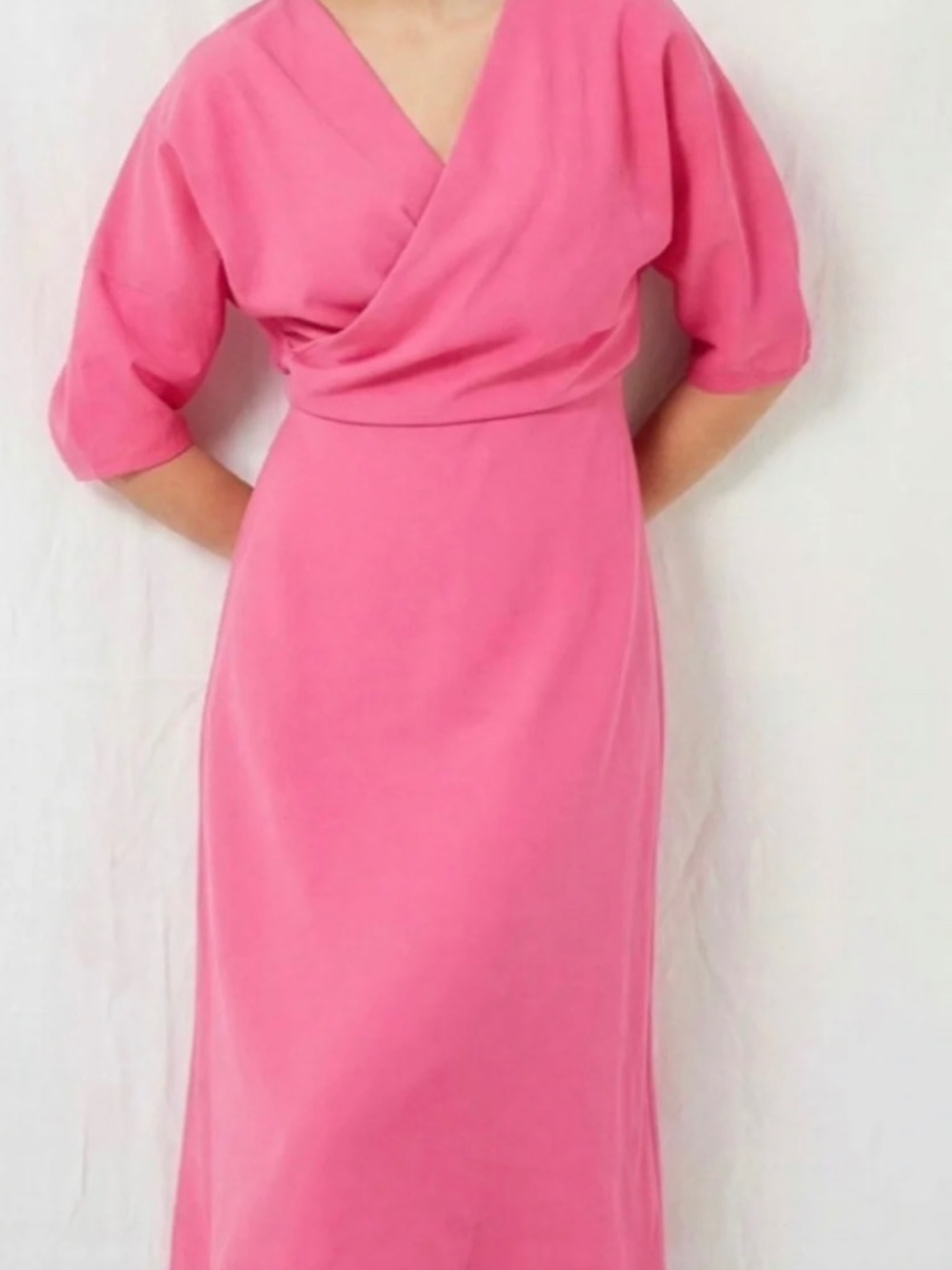 NWT COS Pink Puff-Sleeve Midi Dress - Size 4